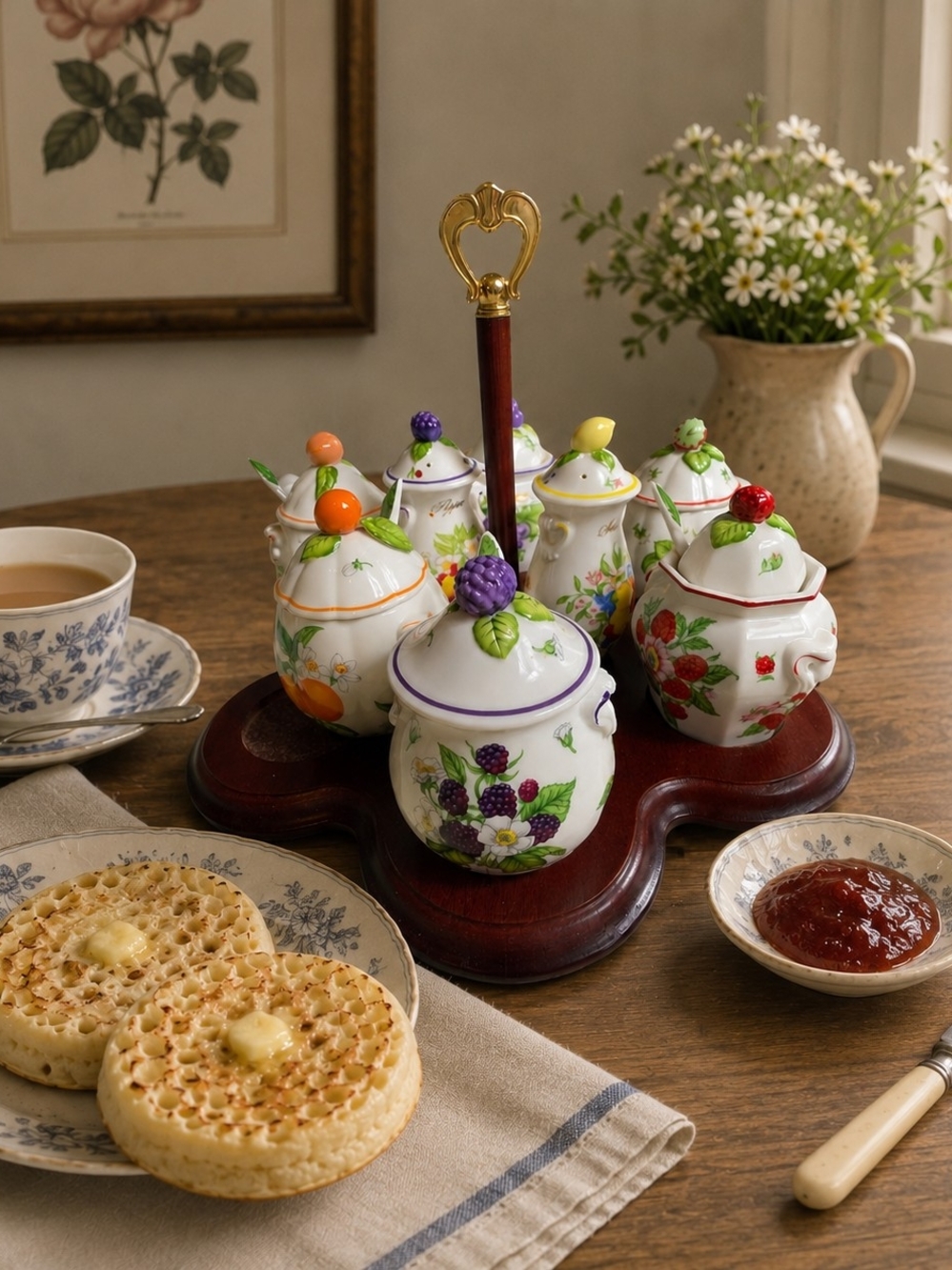 Lenox White Porcelain  Jam Pots And Salt And Pepper Set